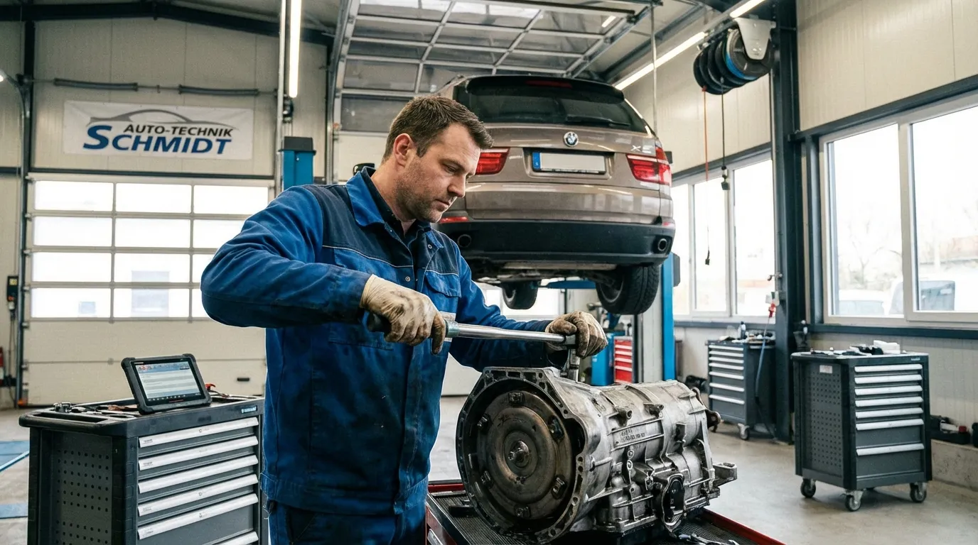 Transmission technician at work